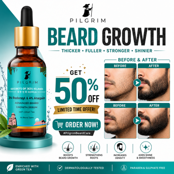 Pilgrim Advanced Beard Growth Serum – Thicker, Fuller, Stronger, Shinier Beard – Boosts Beard Growth, Strengthens Roots, Increases Density, Adds Shine – For All Beard Types