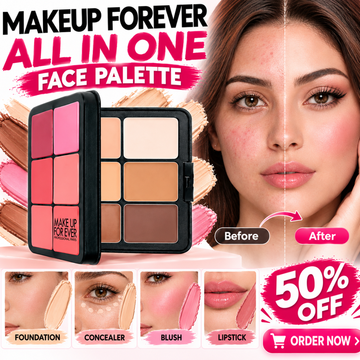 MAKE UP FOR EVER All In One Face Palette – Multi-Use Foundation, Concealer, Blush & Contour – Creamy Blendable Formula