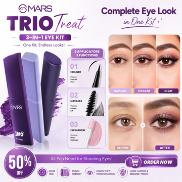 MARS Trio Treat 3-in-1 Eye Kit – Eyeliner + Mascara + Eyeshadow – One Kit, Endless Looks – Complete Eye Transformation – Long-Lasting, Smudge-Proof – Travel-Friendly – For All Skin Types