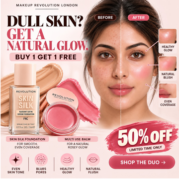 Makeup Revolution Skin Silk Serum Foundation & Multi-Use Balm Duo – Coverage, Blush & Glow All in one