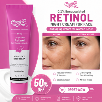 Chemist at Play Retinol Night Cream – Age Defence for Radiant Skin – Reduces Fine Lines & Wrinkles, Fades Sunspots, Boosts Collagen – For All Skin Types