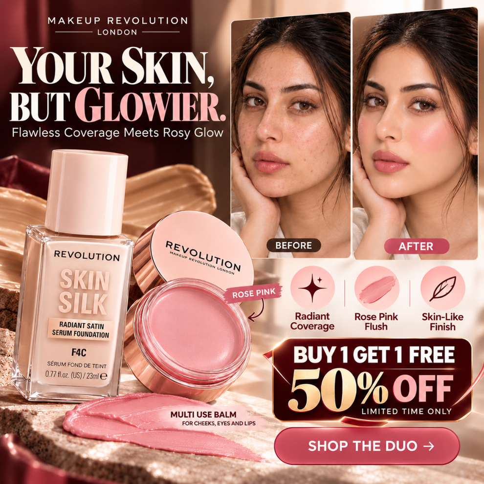 Makeup Revolution Skin Silk Serum Foundation & Multi-Use Balm Duo – Co