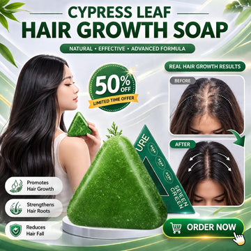 Cypress Leaf Hair Growth Shampoo Soap | 9 Herbal Botanicals with Biota Leaf, Ginseng & Polygonum | Promotes New Growth, Strengthens Roots & Reduces Hair Fall